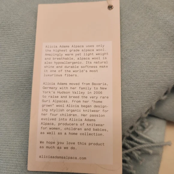 Alicia Adams Alpaca Light Aqua Throw Blanket